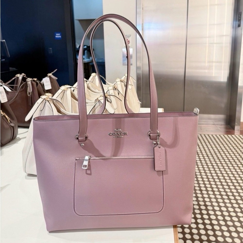COACH Station Tote Bag Crossgrain leather Silver JASMINE CCD71